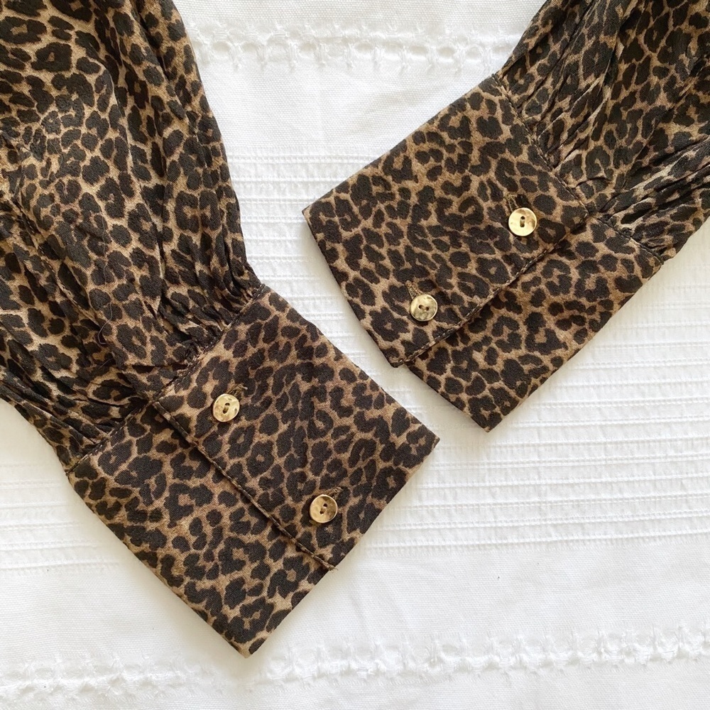 SCOTCH & SODA MAISON SCOTCH LEOPARD LONG SLEEVE BELTED MIDI DRESS - XS - Picture 8 of 9